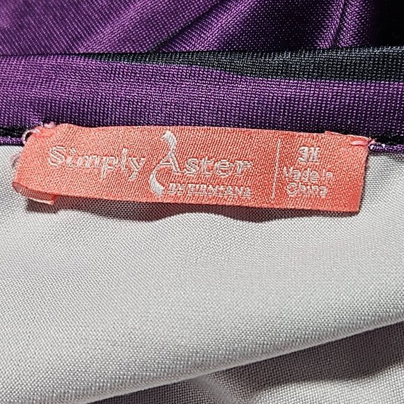 Simply Aster Purple Black Long Sleeve Tunic Womens Plus Size 3X  Geometric Print - Picture 3 of 4